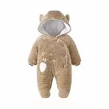 Baby Winter Fleece Overall Mit Kapuze Mädchen Jungen Schneeanzüge Warm Strampler Outfits Braun 6-9 Monate