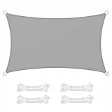 SONGMICS Sonnensegel 3 x 5 m, Wasserfest (Mind. 1000 Mm), Uv-Schutz, Sonnenschutz Aus Rei Ÿfestem Polyester, H Lt 93% Sonnenstrahlen Ab, Wetterfest, Garten, Balkon, Terrasse, Camping, Hellgrau GSH35QY