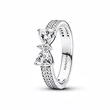 PANDORA Timeless Funkelnde Schleife Doppelreihiger Ring aus Sterling Silber mit Zirkonia, Größe: 54, 193552C01-54