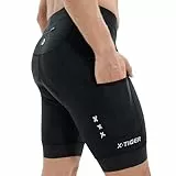 X-TIGER Radlerhose Herren Gepolstert Fahrradhose Radhose Kurz 3 Taschen Rennrad Hose Schnelltrockende Elastische Atmungsaktive