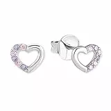 Prinzessin Lillifee Kinder-Ohrstecker Mädchen Herz 925 Silber Zirkonia rosa lila