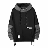 GURUNVANI Kontrastfarbe Pullover Hoodie Herren Patchwork Hoodies Männer, 10schwarz, M