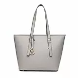 Miss Lulu Handtaschen Damen Shopper Tasche Groß Henkeltasche Grau Tote Bag für Schule Arbeit Alltag Geschenk