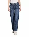 STREET ONE Damen A378939 Wide Leg Jeans, Dark Blue Washed, 32W x 32L