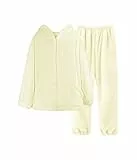 POWER FLOWER Damen Flauschiges Fleece-Schlafanzug-Set – 2-teiliges lockeres Plüsch-Loungewear-Set mit Reißverschlussjacke, gemütliche Winterschlafbekleidung (LY216-Green, XL-XXL)