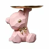OKESYO Bär Skulptur Deko, Bär Statue mit Tablett, Harz Tier Skulptur, Geschenk für Wohnzimmer, Eingangsbereich, Büro, Schreibtischdekoration