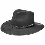 Stetson Buffalo Leather Westernhut Lederhut Damen Herren Cowboyhut Sommer Winter Rodeohut wasserabweisend Regenhut schwarz L (58-59 cm)