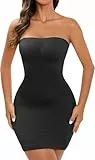 FXTYK TräGerlos Bauch-Control Kleid Unterkleid Shapewear Damen Stark Formend Body Unterrock Kleider FüR Damen Abnehmbare Schulterriemen Camisole Shaping Full Slips Dress