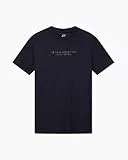 Armani Exchange Men's Short Sleeve Front Milano-New York Logo Lettering T-Shirt, Blue, M