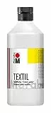 Marabu 17160075070 - Textil Stoffmalfarbe für helle Stoffe, Weiß 500 ml, Druckfarbe auf Wasserbasis, waschbeständig bis 60°C, Fixierung durch Bügeln o. Backofen
