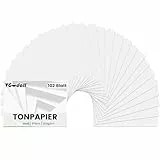 VGOODALL 102 Blatt Tonpapier 250g/m², Weißes Kartonpapier 9x5cm Bastelpapier Karton Druckerpapier für Kartenherstellung Papierhandwerk