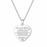 HAYOUWAY Kette Herz Halskette mit Gravur Motivierend Nachricht für Meine Tochter Damen Mädchen, Herz Anhänger Inspirierende Geschenke Tochter von Mama (Silber...In Liebe MAMA)