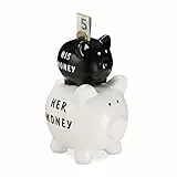 Relaxdays Sparschwein, His & Her Money, 2 Schweine, lustiges Geldgeschenk für Paare & Hochzeiten, Spardose, schwarz/weiß
