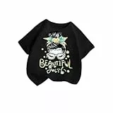 XINYUNZU Mädchen T-Shirt Baumwolle Rundhals Mode Tee Shirt Casual Cute Top Sommer Kuschel Oberteile Kurzarm Kleidung Kinder Outdoor Freizeit T-Shirts für Mädchen Deals of The Day Schwarz 12 Jahre