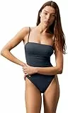 Calvin Klein Damen Badeanzug One Piece Bandeau, Blau (Ink), M