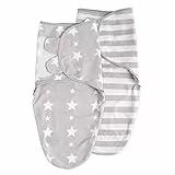 Soarwg Kids Pucksack Baby 0–3 Monate Schlafsäcke für Neugeborenen Kleinkinder Oeko-tex100 Swaddle Decke Pucktuch Babyschlafsack Wickeltuch Säuglinge 100% Bio-Baumwolle Unisex 2er Pack (Grau)