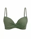 Aqua Eve Damen-Bikinioberteil mit Bügel, Push-Up-Badeoberteil, gepolsterter BH, nur Oberteil, Grün (Army Green), S