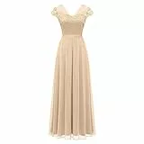 MICKURY Brautkleid Grosse Grössen Schwarz 30 Jahre Kleider Damen Vintage Türkische Abendkleider Langarm Luftige Kleider Elegante Abendkleider Mit Ärmel Reizwäsche Damen Kleider Beige(1-Beige,M)