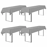 Showgeous 4 Stück Biertisch Tischdecke universal für 50cm u.70cm Biertische Hussen für Biertisch Biertischhussen Biertisch-Husse Bierzeltgarnitur Rechteckige Tischdecken Waschbar 100x250cm(Hellgrau)