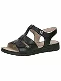 CAPRICE Damen Sandalen flach aus Leder mit Klettverschluss, Schwarz (Black Nappa), 39 EU