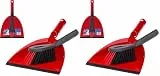Vileda 2in1 Kehrset mit extra Borsten für Sauberkeit in den Ecken, Handfeger & Kehrschaufel, Farbe Rot, 2er Pack