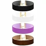 JewelryWe Schmuck 4pcs Velvet Choker Halskette Set Damen Gothic Breit Samt Leder Halsband Verstellbare Kragen Kette Kropfband für Freuen Mädchen, Schwarz Weiß Lila Braun