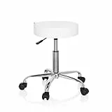 hjh OFFICE 729414 Bürohocker Operator II Kunstleder Weiß Hocker höhenverstellbar mit Rollen