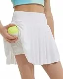 BebreezChic Kinder Faltenrock MädchenTennis-Röcke Sportrock mit Taschen und Hose Drunter Plissee Hohe Taille Sommer Mini Running Rock for Kinder, Weiß A, 13 Jahre