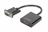 DIGITUS VGA Grafik Audio Adapter, VGA + 3.5mm Klinke zu HDMI, Full HD 60Hz, 1920 x 1080 Pixel, Schwarz
