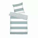 TOM TAILOR Renforcé-Bettwäsche, 80x80 cm + 135x200 cm, 100% Baumwolle/Renforcé, mit Wendemotiv und Markenreißverschluss, SIENA, Weiß, Türkis (Fresh Sage)