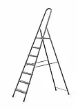 DRABEST - Stehleiter - mit 7 Stufen - bis 125 kg belastbar - 2,19 m lang - Arbeitshöhe 3,46 m - Trittleiter, Bockleiter aus Stahl pulverbeschichtet - für Haushalt, Malerarbeiten - Grau