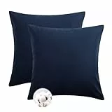 Aisbo Kissenbezug 80x80 Baumwolle 2er Set - weiche Kopfkissenbezug 80 x 80 Blau mit Reißverschluss, 80x80cm Pillow Cover Pillowcase