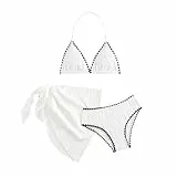 Generisch Bikini Mädchen 3-teiliges Bikini-Sets Sport Badeanzug Mädchen Verstellbare Bikini Oberteil mit Triangel Bikinihose und Rock Sporty Sommer Strand Bademode Badebekleidung für 8-14 Jahre