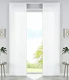 2er Set Schiebegardinen Flächenvorhänge Mikrofaser Vorhang Gardine Schiebe HxB 245x60 cm Weiß Matt Paneelwagen Beschwerungsstangen, 85600N2