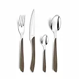 Amefa ECLAT Besteck Set NATURE dunkles Holz Essbesteck 24-teilig für 6 Personen Edelstahl rostfrei Kunststoff-Griffschalen in Holzoptik spülmaschinenfest Besteck Set 6 Personen