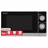Sharp R200INW Solo-Mikrowelle/ 20 L/ 800 W/ 5 Leistungsstufen/Timer von 35 Minuten bis 00 Sekunden/gewichtgesteuertes Auftauen/Energiesparmodus/Glasdrehteller (25, 5 cm)/ silber