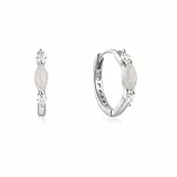 BSLVWG Sterling Silber Reifen Ohrringe - 925 Silber hypoallergene Reifen Ohrringe mit Opal für Frauen, Schlaf Knorpel Reifens Ohrring für Weihnachten Geburtstag Muttertag Abschluss (Silber)