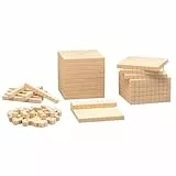 WISSNER® Dienes Rechenwürfel-Set aus 121 Teilen - Grundsortiment zum Dezimalrechnen, Rechenhilfe aus RE-Wood®, PEFC-Zertifiziert, Ideal für Mathematik-Fördermaterial für die Grundschule