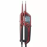 Testboy Profi III LCD Zweipoliger Spannungsprüfer CAT IV 1000 V mit FI-Test (großes beleuchtetes LCD, Einhandbedienung, Prüfung ohne Fingerkontakt), Rot/Schwarz