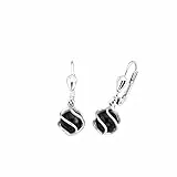 Amor Ohrhänger 925 Sterling Silber Damen Ohrschmuck, mit Onyx, 2,2 cm, Silber, Kommt in Schmuck Geschenk Box, 2017170