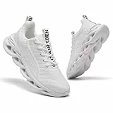 TIANZEBEN Herren Turnschuhe Sportschuhe Laufschuhe Walkingschuhe Schuhe Running Tennis Sneaker Fitnessstudio Freizeit Leichtgewichts Fashion Atmungsaktiv Weiß 43