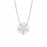 Amor Kette mit Anhänger 925 Sterling Silber Damen Halsschmuck, mit Zirkonia synth., 42+3 cm, Silber, Blume, Kommt in Schmuck Geschenk Box, 2012824