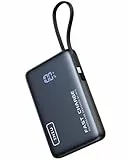 INIU Tragbares Ladegerät, 10000mAh 20W Powerbank mit eingebautem USB-C-Kabel, tragbares Handy-Ladegerät für iPhone 15/14/13/12/11, Samsung S22/S21, Google, AirPods, iPad usw.