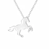 Laimons Faszinierende Mädchen-Halskette 45cm mit bezauberndem Pferde-Fohlen Anhänger 15 X 10 mm aus Sterling Silber 925 in funkelnden Glnaz gearbeitet