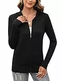 Aottori Strickjacke Damen Kurz Cardigan mit Kapuze Reißverschluss Langarm Kapuzenpullover Herbst Winter Jacke Elegant Casual Strickcardigan Pullover Outerwear Strickmantel Schwarz XL