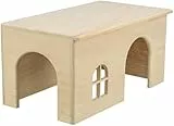 TRIXIE Holzhaus - ohne Klammern und Nägel - Aussichtsplatz auf dem Dach - z.B. für Meerschweinchen, Zwergkaninchen - Kiefernholz - 40 x 20 x 23 cm - 61263