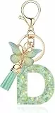 Frundoo Schlüsselanhänger - Buchstabe, Mädchen, Anfangsbuchstaben Grün, Schmetterling - Geschenke für Damen