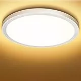 Deckenlampe Led Deckenleuchte Flach Rund - Warmweiß 18W 3000K 1600LM IP44 LED Badezimmer Lampe Badlampe Decke Küchenlampe für Bad Flur Schlafzimmer Balkon Wohnzimmer Küche Keller Lampe UltraDünn 223mm