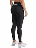 YEOREO Damen Sport Leggings Invisible Scrunch Butt Gym Leggings Hoch Taille Yoga Legging Booty Workout Leggings Booty Lifting Po Push Up Gym Sporthose Schwarz S