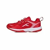Hundred Herren Court Star Non-Marking Badminton Shoes for Kids/Junior (Red/White, EU 38/UK 4/US 5) | Lightweight | X-Cushion | Indoor Use: Tennis, Squash, Table Tennis, Basketball & Padel